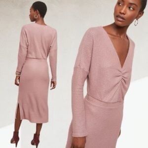 Anthropologie Eri + Ali Winter Splendor Midi Sweater Dress Size XS dusty rose